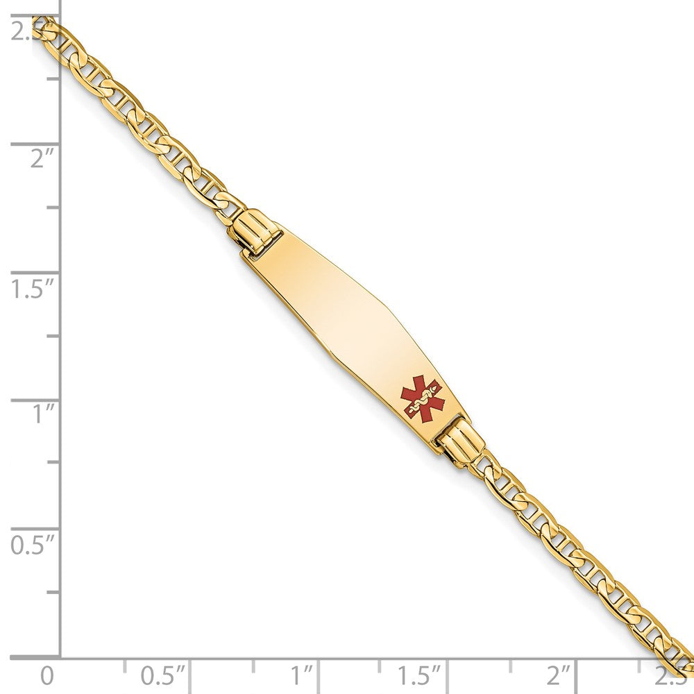 14K Medical Soft Diamond Shape 6" Anchor Link Child ID Bracelet