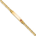 14K Medical Red Enamel Anchor Link ID Bracelet