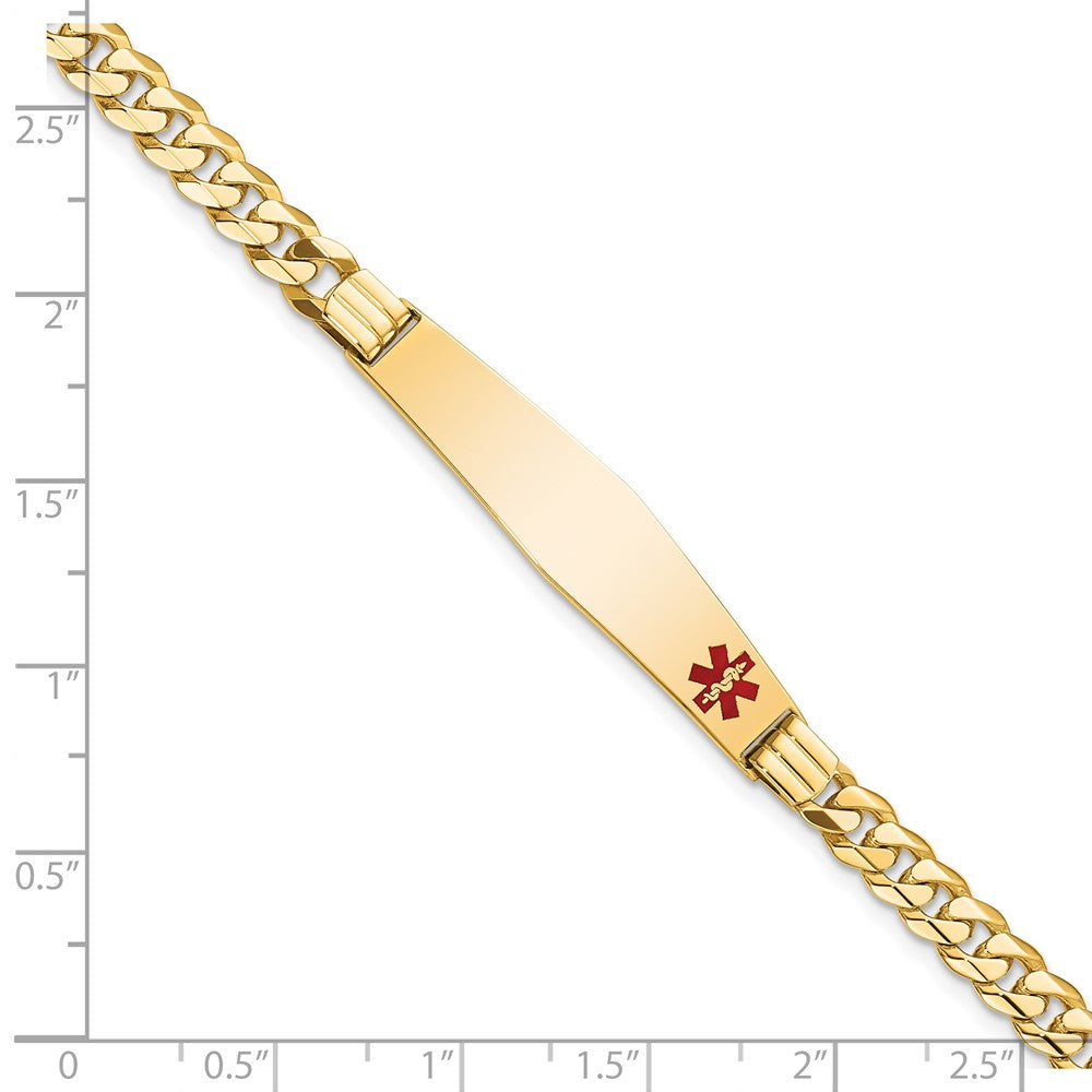 14K Medical Red Enamel Curb Link ID Bracelet