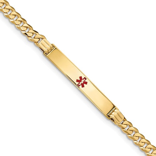 14K Medical Red Enamel Curb Link ID Bracelet