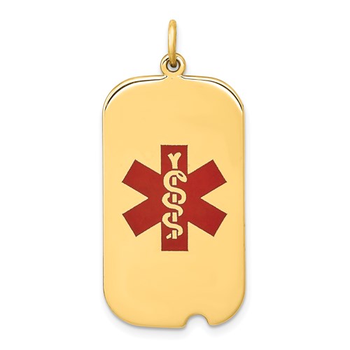 14k Red Enamel Medical Jewelry Pendant