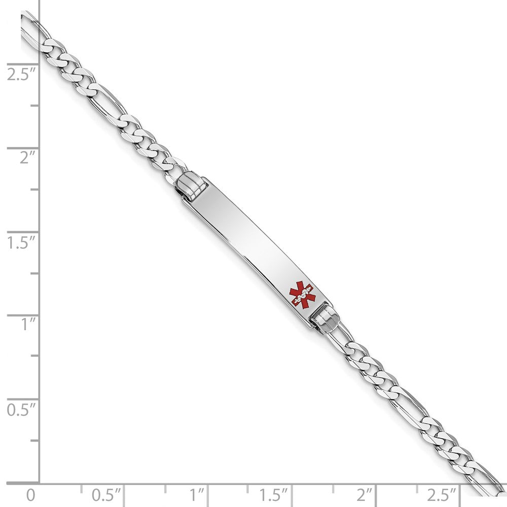 14K WG Medical Red Enamel Figaro Link ID Bracelet