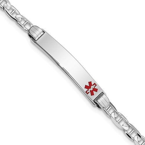 14K White Gold Medical Anchor Link ID Bracelet