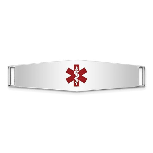 14K WG Epoxy Enameled Medical ID Ctr Soft Diamond Shape Plate # 819