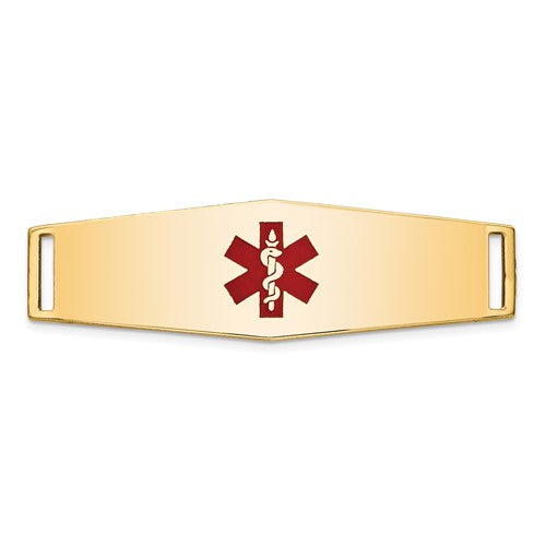 14K Epoxy Enameled Medical ID Ctr Soft Diamond Shape Plate # 820