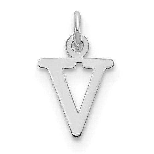 14kw Cutout Letter V Initial Pendant