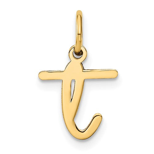 14KY Lower case Letter T Initial Charm