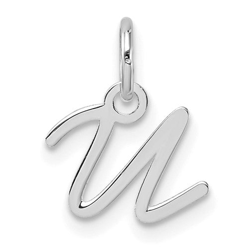 14K White Gold Uppercase Letter U Initial Charm