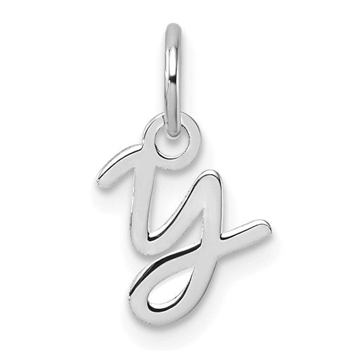 14K White Gold Uppercase Letter Y Initial Charm