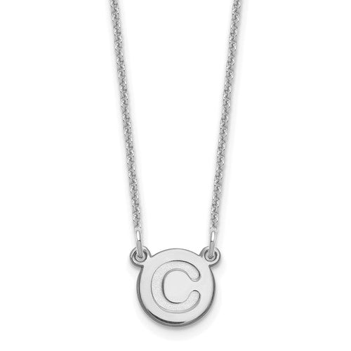 14kw Tiny Circle Block Letter C Initial Necklace
