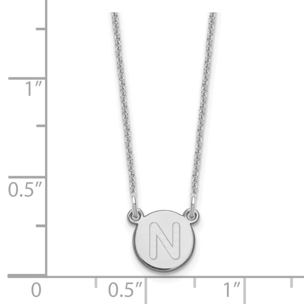 14kw Tiny Circle Block Letter N Initial Necklace