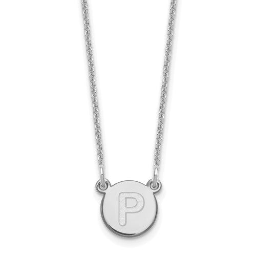 14kw Tiny Circle Block Letter P Initial Necklace