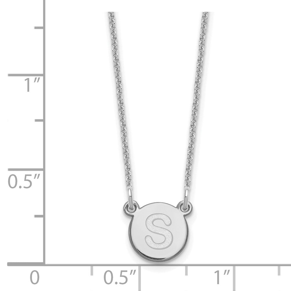 14kw Tiny Circle Block Letter S Initial Necklace