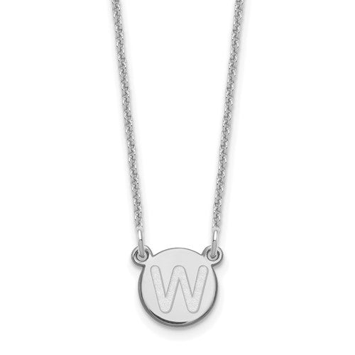 14kw Tiny Circle Block Letter W Initial Necklace