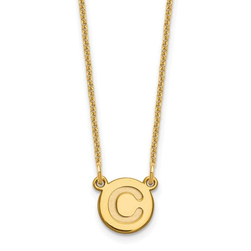 14k Tiny Circle Block Letter C Initial Necklace
