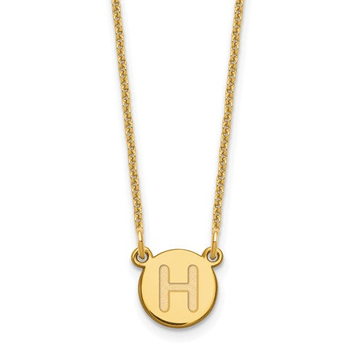 14KY Tiny Circle Block Letter H Initial Necklace
