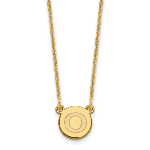 14KY Tiny Circle Block Letter O Initial Necklace