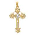 14k 5x3mm Oval Cubic Zirconia cross pendant