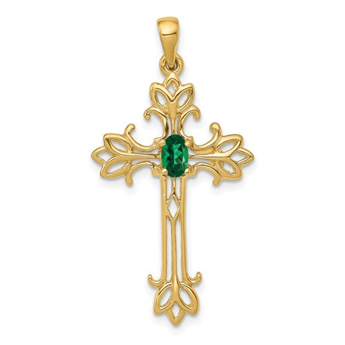 14k 5x3mm Oval Mount St. Helens cross pendant