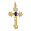 14k 5x3mm Oval Sapphire cross pendant