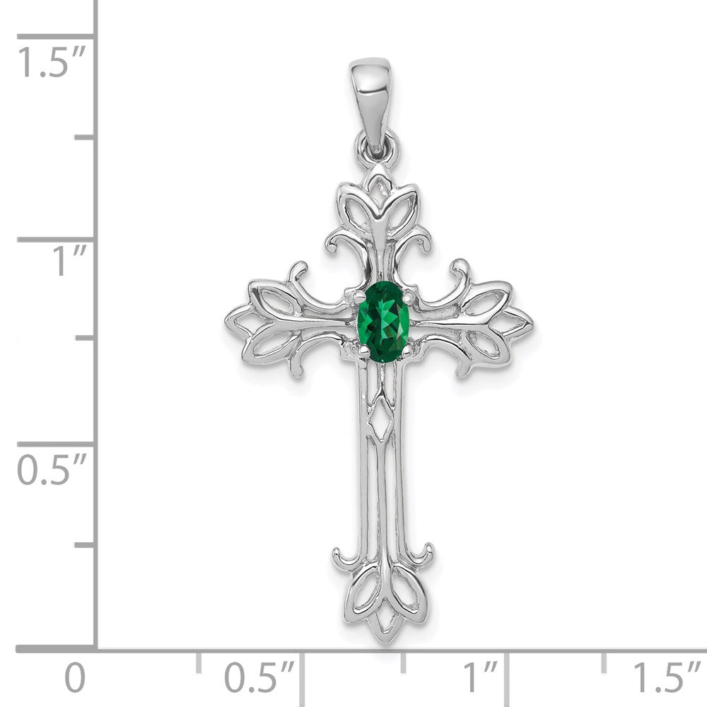 14k White Gold 5x3mm Oval Mount St. Helens cross pendant