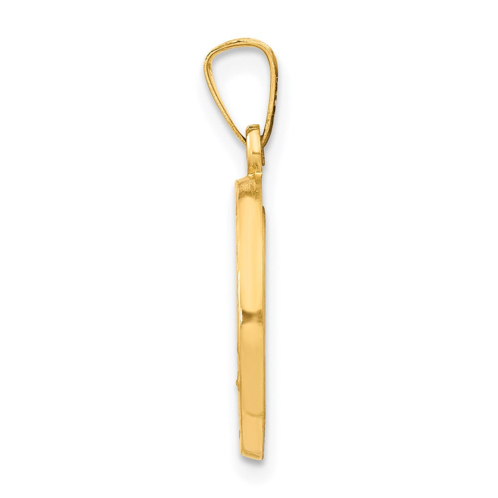 14k Polished and Satin Miraculous Medal Hollow Pendant