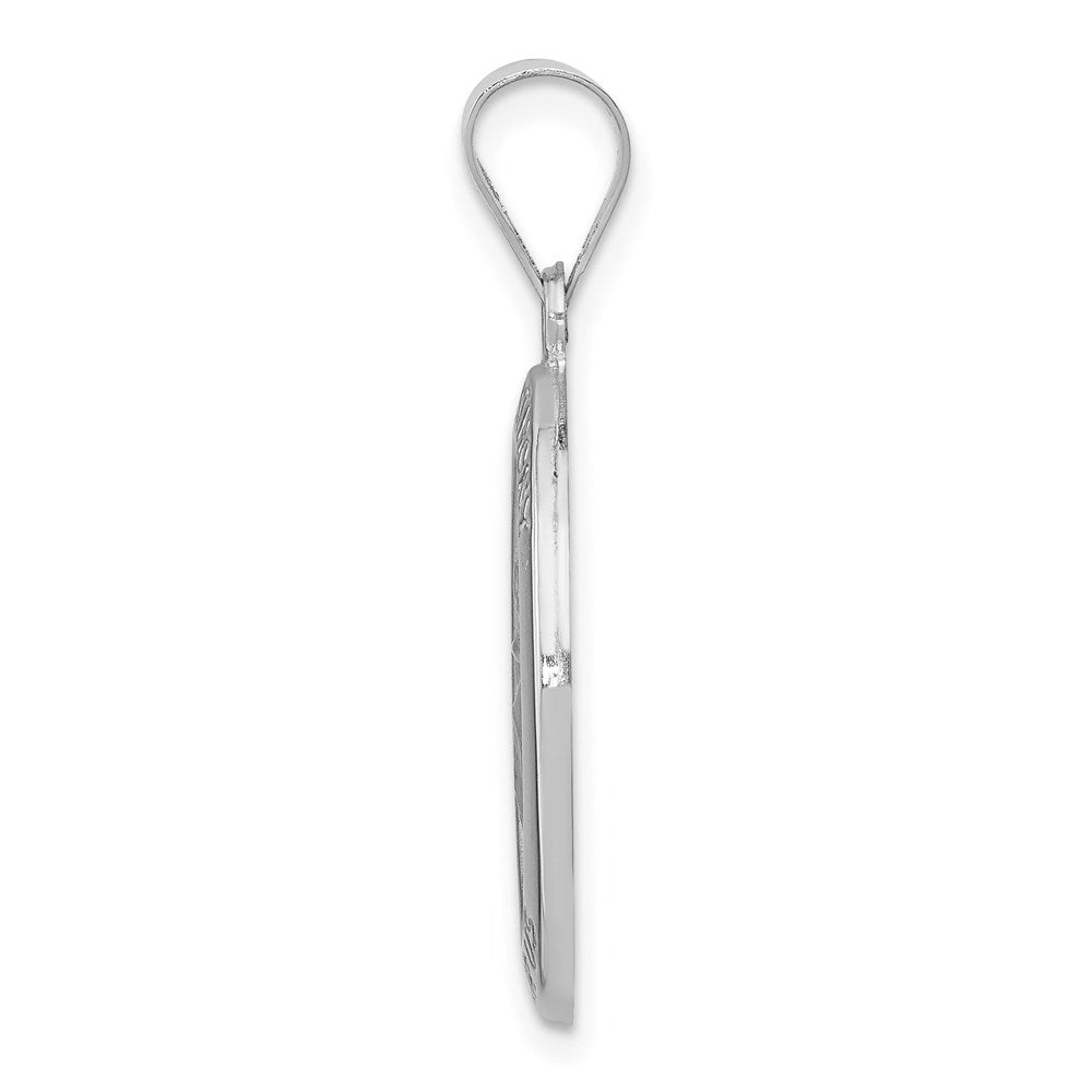 14k White Gold Polished / Satin St. Anthony Medal Hollow Pendant