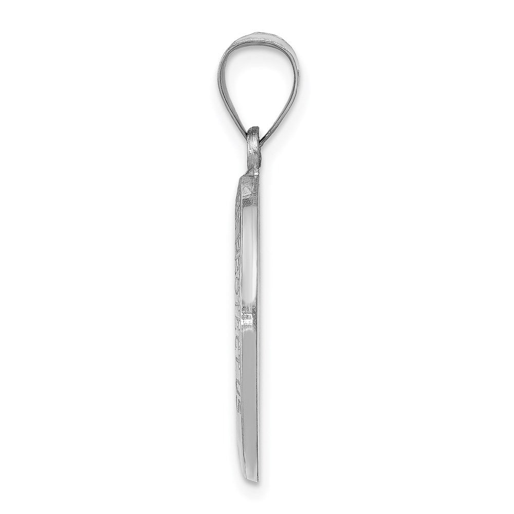14k White Gold Polished/Satin St Christopher Medal Hollow Pendant
