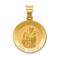 14k Polished and Satin St Francis of Assisi Medal Hollow Pendant