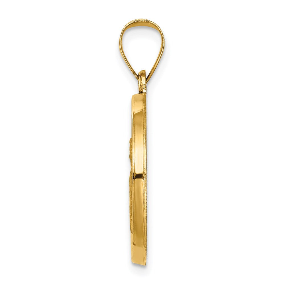 14k Polished and Satin St Gabriel Medal Hollow Pendant