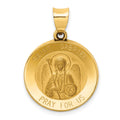 14k Polished and Satin St Gabriel Medal Hollow Pendant