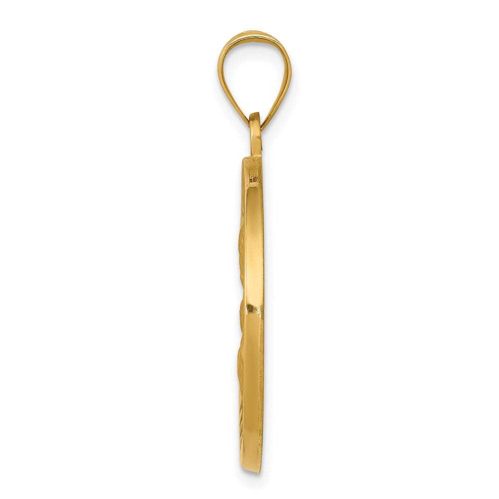 14k Polished and Satin St Joseph Medal Hollow Pendant