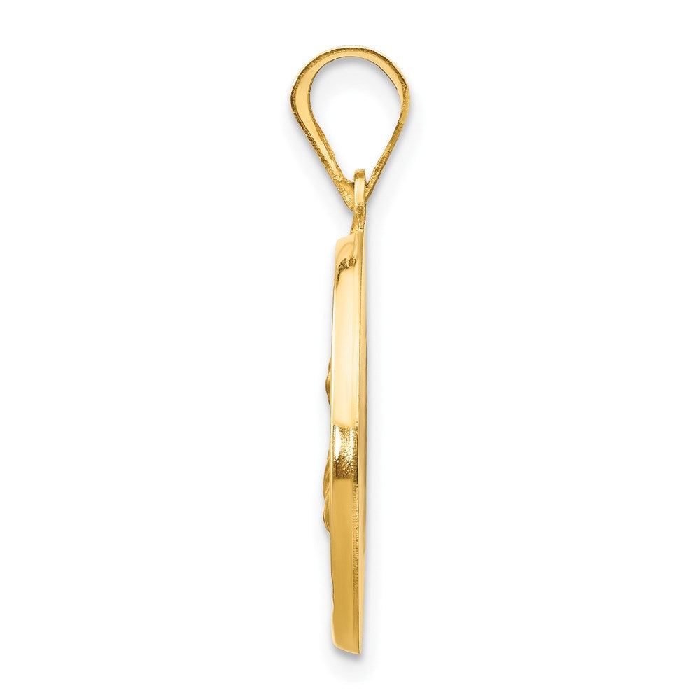 14k Polished and Satin St Lucy Medal Hollow Pendant