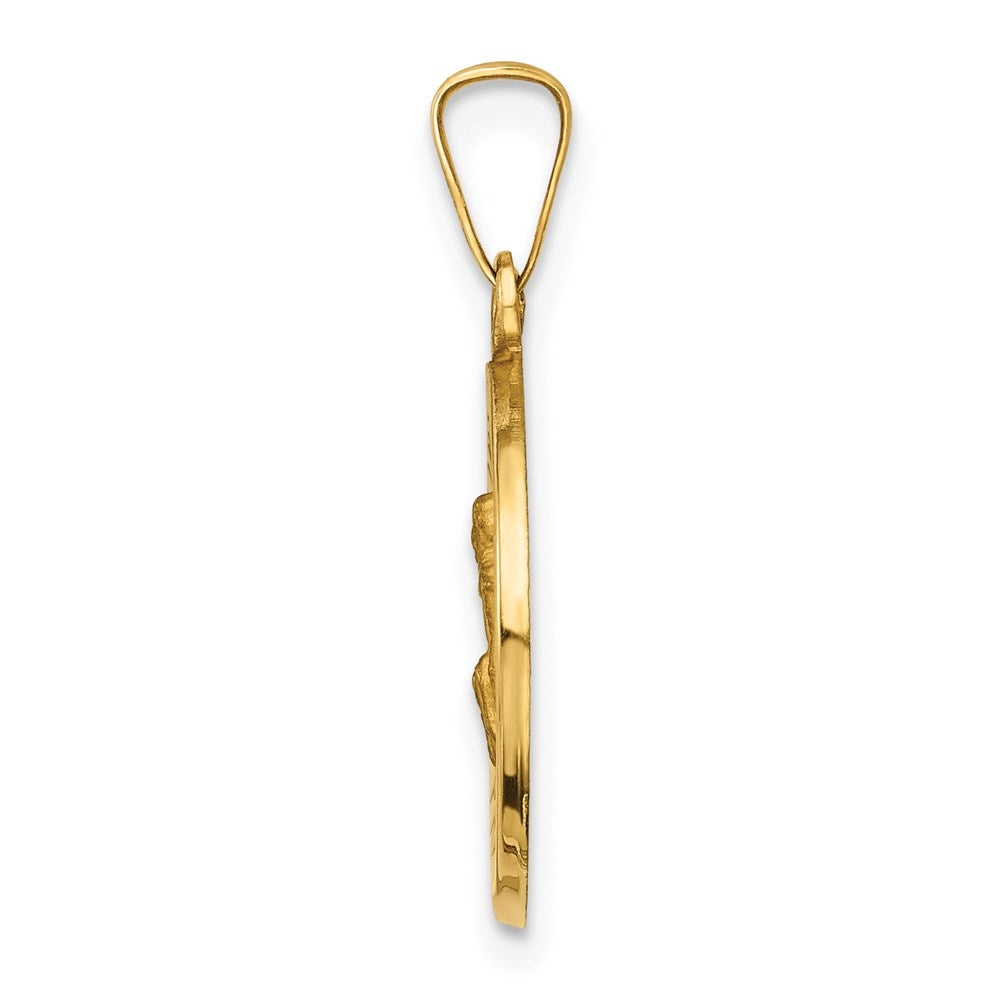 14k Polished and Satin St Peregrine Medal Hollow Pendant