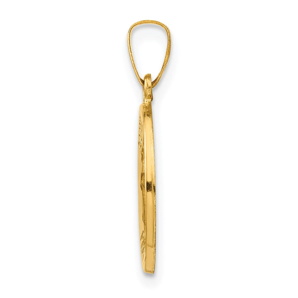 14k Polished and Satin St Raphael Medal Hollow Pendant