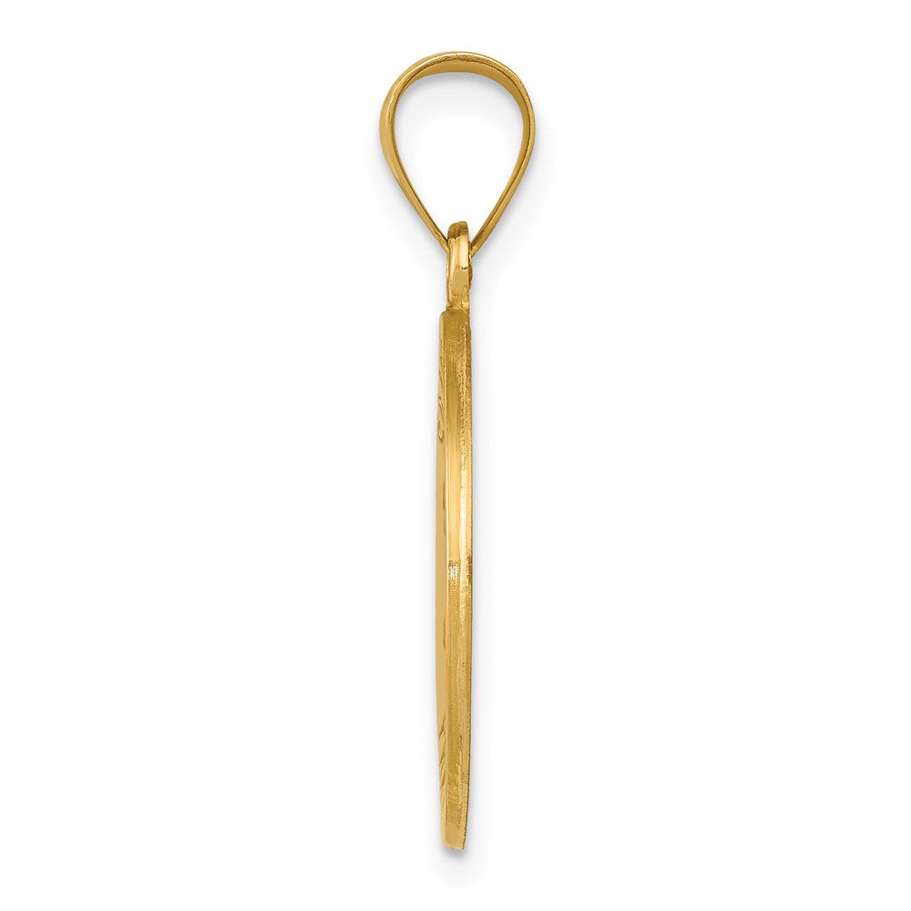 14k Polished and Satin St Thomas Medal Hollow Pendant