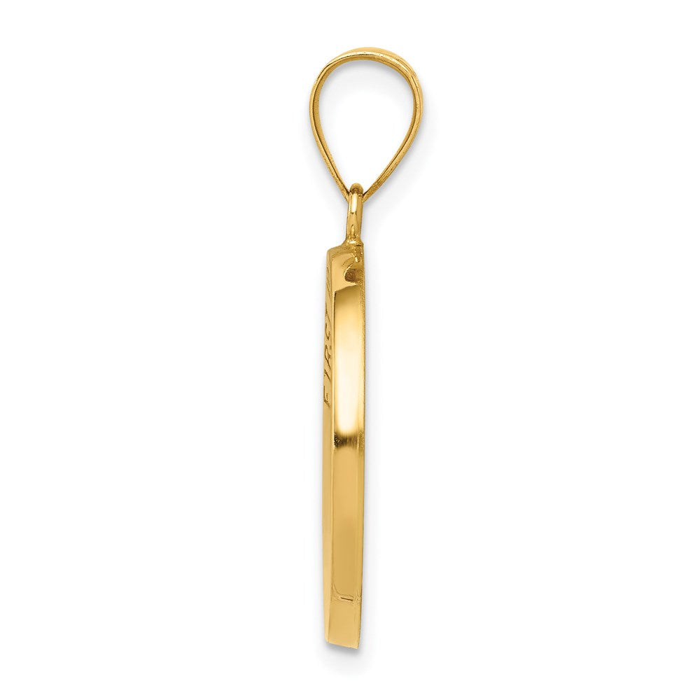 14k Polished/Satin First Holy Communion Medal Hollow Pendant