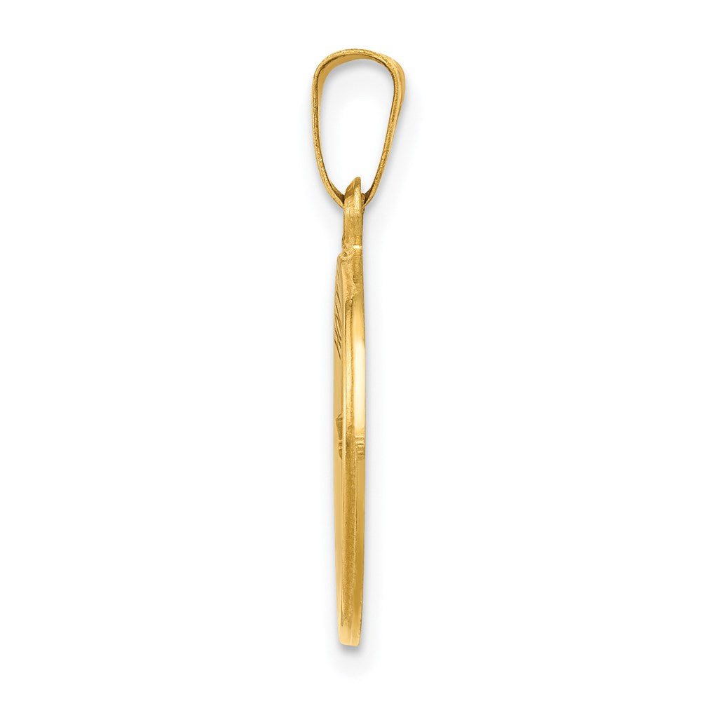 14k Polished and Satin Holy Communion Medal Hollow Pendant