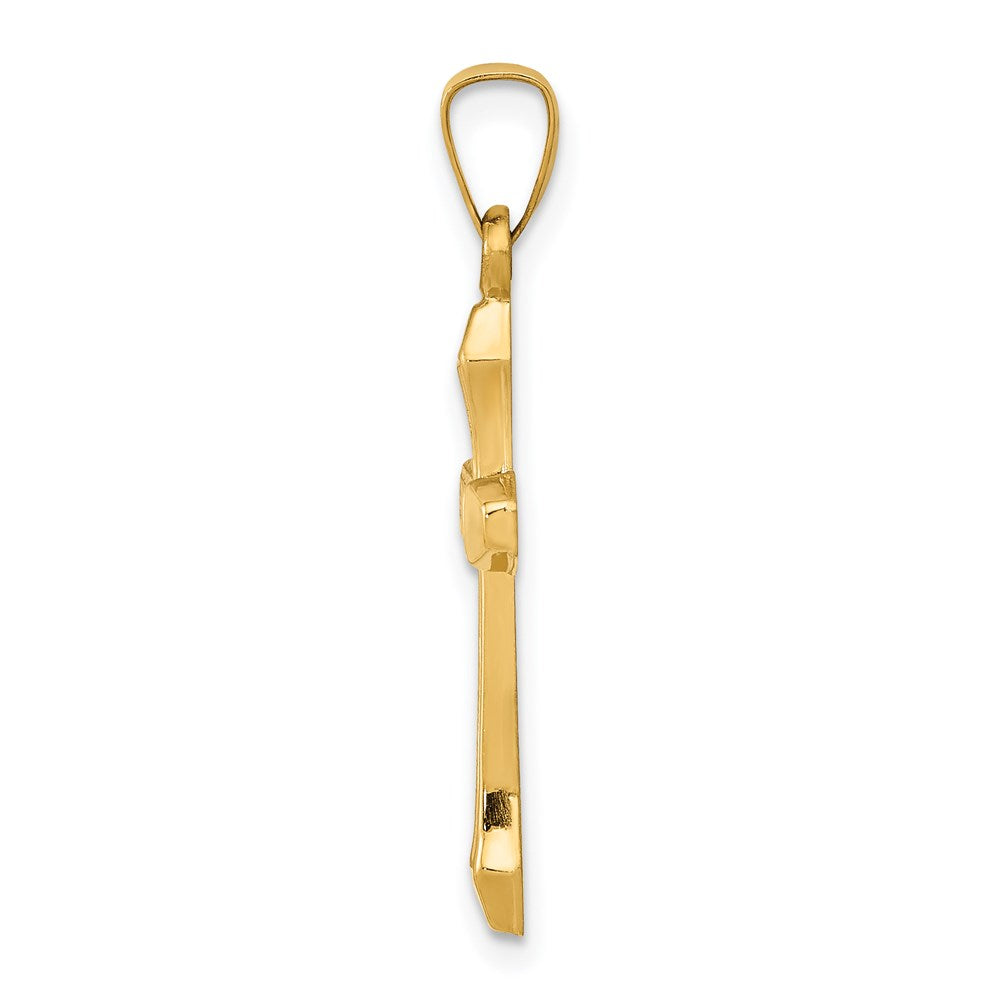 14k Textured and Polished Latin Cross Pendant