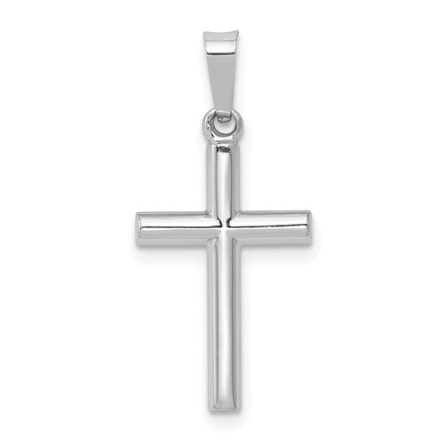 14K White Gold Polished Hollow Latin Cross Pendant