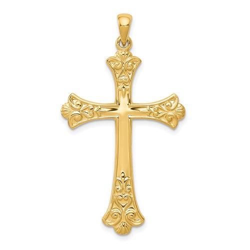 14k Fleur De Lis Cross Pendant