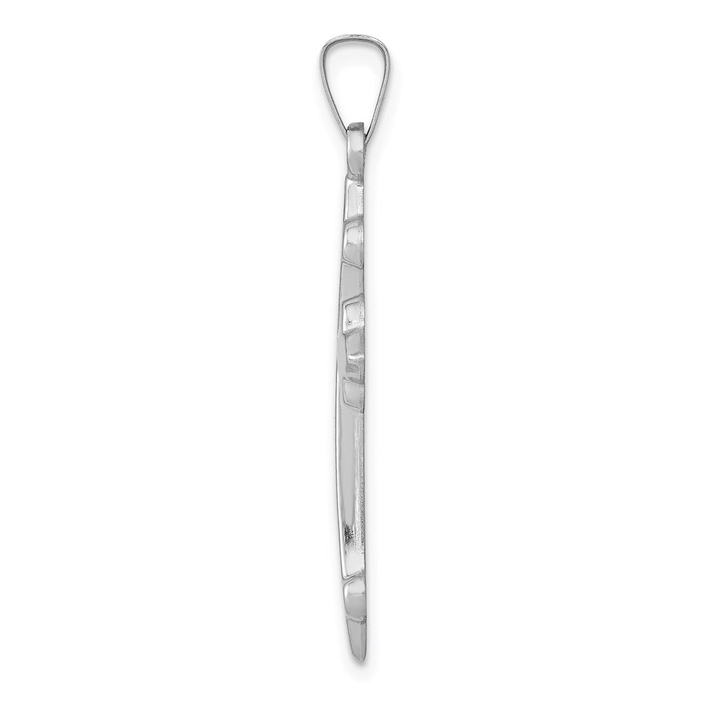 14k White Gold Polished Fleur de Lis Cross Pendant