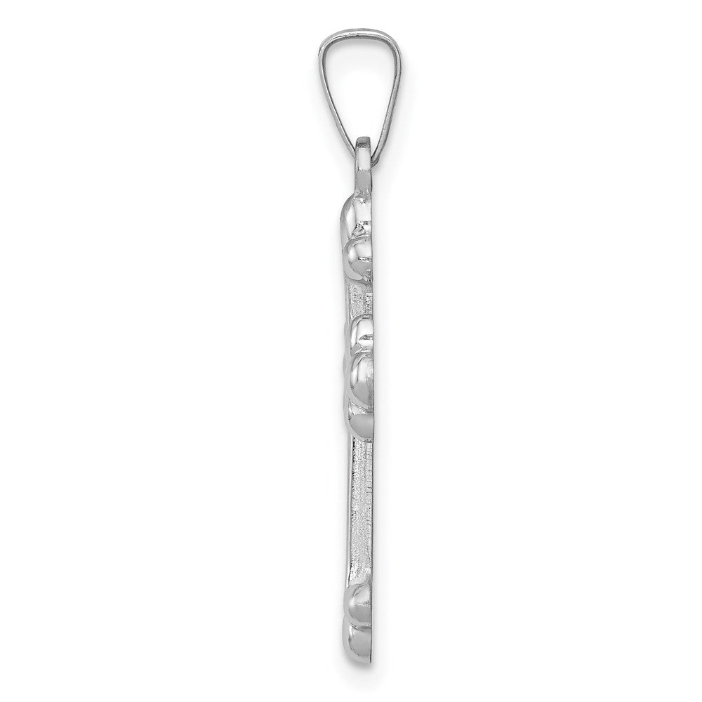 14k White Gold Polished Budded Cross Pendant