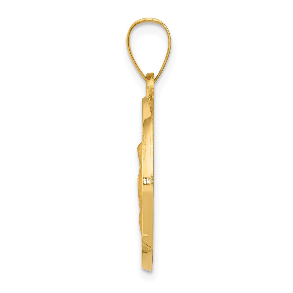 14K Polished/Satin Hollow Spanish Saint Anne Medal Pendant