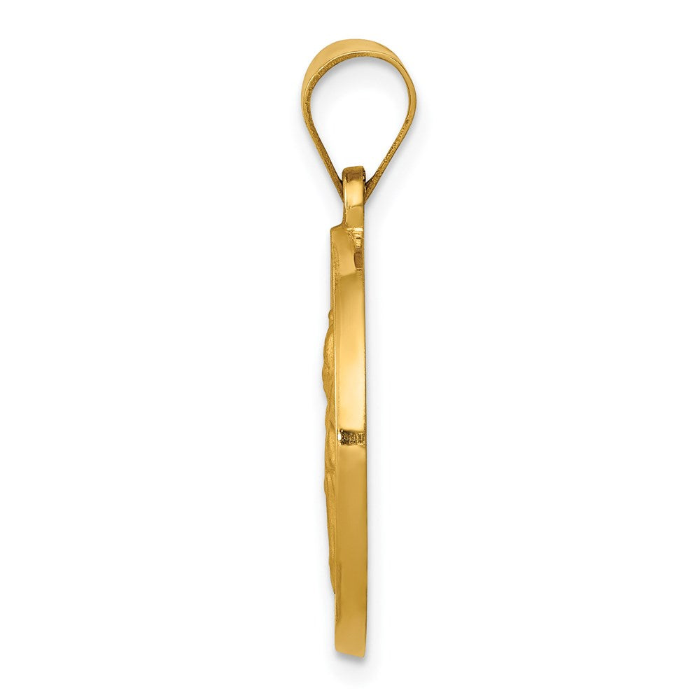 14K Polished/Satin St. Clare Hollow Medal Pendant