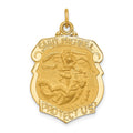 14k Solid Polished/Satin Large St. Michael Badge Medal