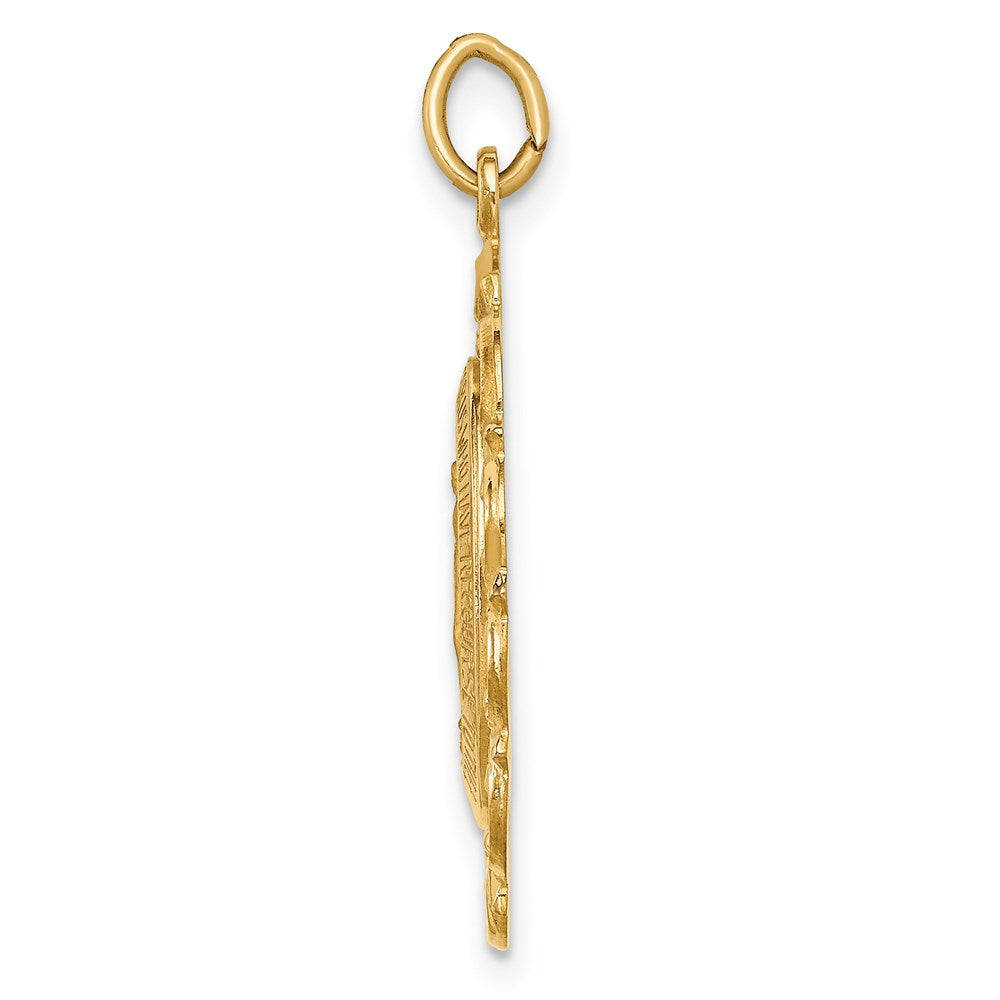 14K Solid Polished/Satin Fancy Pierced Oval Miraculous Medal