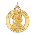 14k Solid Polished/Satin Round Cut-out St. Christopher Medal