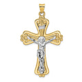14k Two-tone Polished Solid Fancy INRI Crucifix Pendant