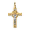 14k Two-tone Polished Solid Celtic INRI Crucifix Pendant